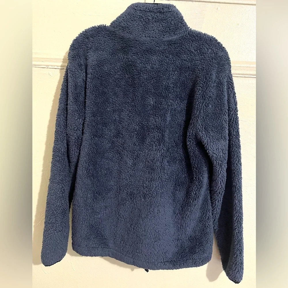 PINK Victoria's Secret Teddy Half Zip Blue Fleece Pullover Sweatshirt - Picture 2 of 7